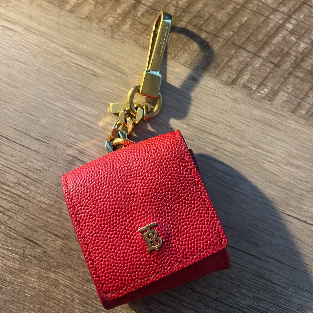 Red Burberry Tb Logo Apple Airpods Case